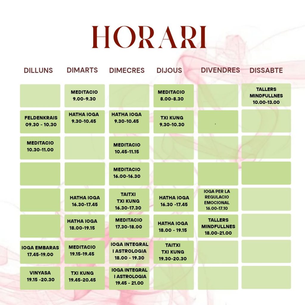 Horari de les activitats a Osonaioga